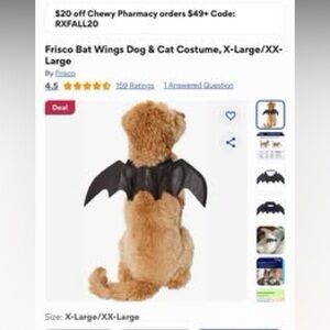 Pet Bat Wings Costume - Black X-Large/XX-Large